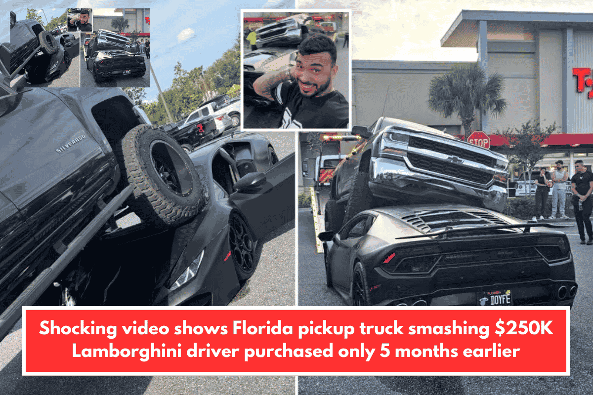 Shocking video shows Florida pickup truck smashing $250K Lamborghini driver purchased only 5 months earlier