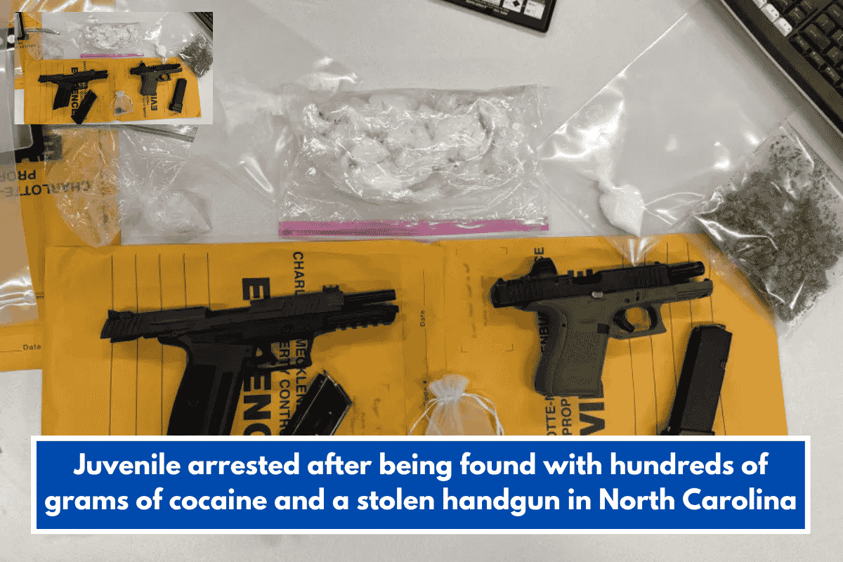 Juvenile arrested after being found with hundreds of grams of cocaine and a stolen handgun in North Carolina