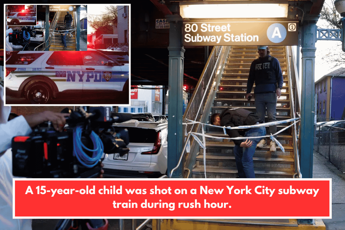 A 15-year-old child was shot on a New York City subway train during rush hour.