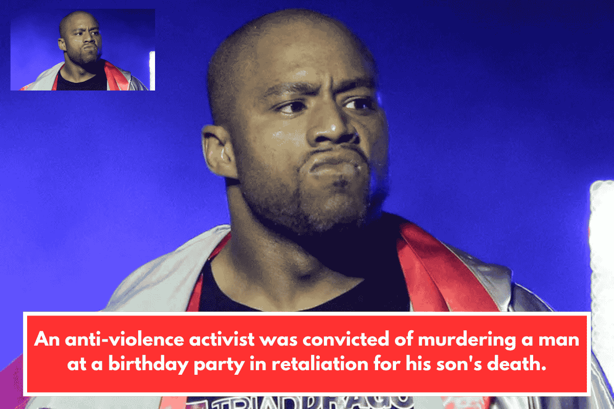 An anti-violence activist was convicted of murdering a man at a birthday party in retaliation for his son's death.