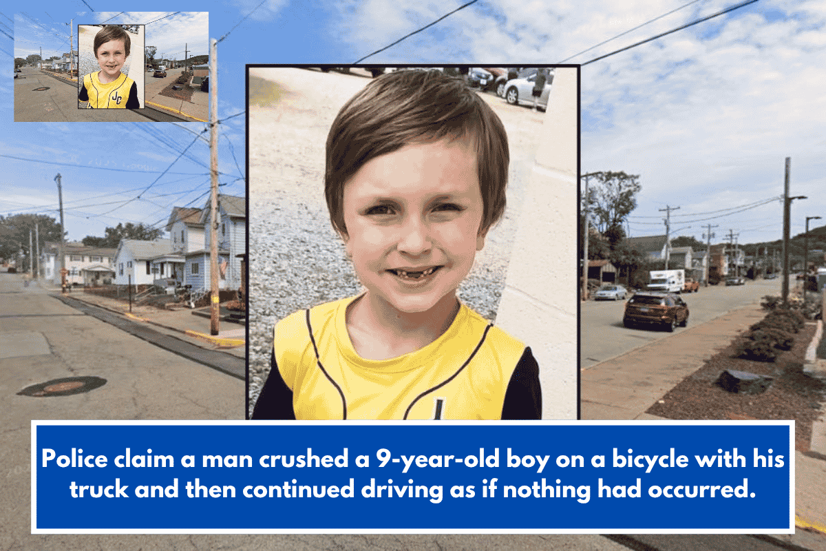 Police claim a man crushed a 9-year-old boy on a bicycle with his truck and then continued driving as if nothing had occurred.