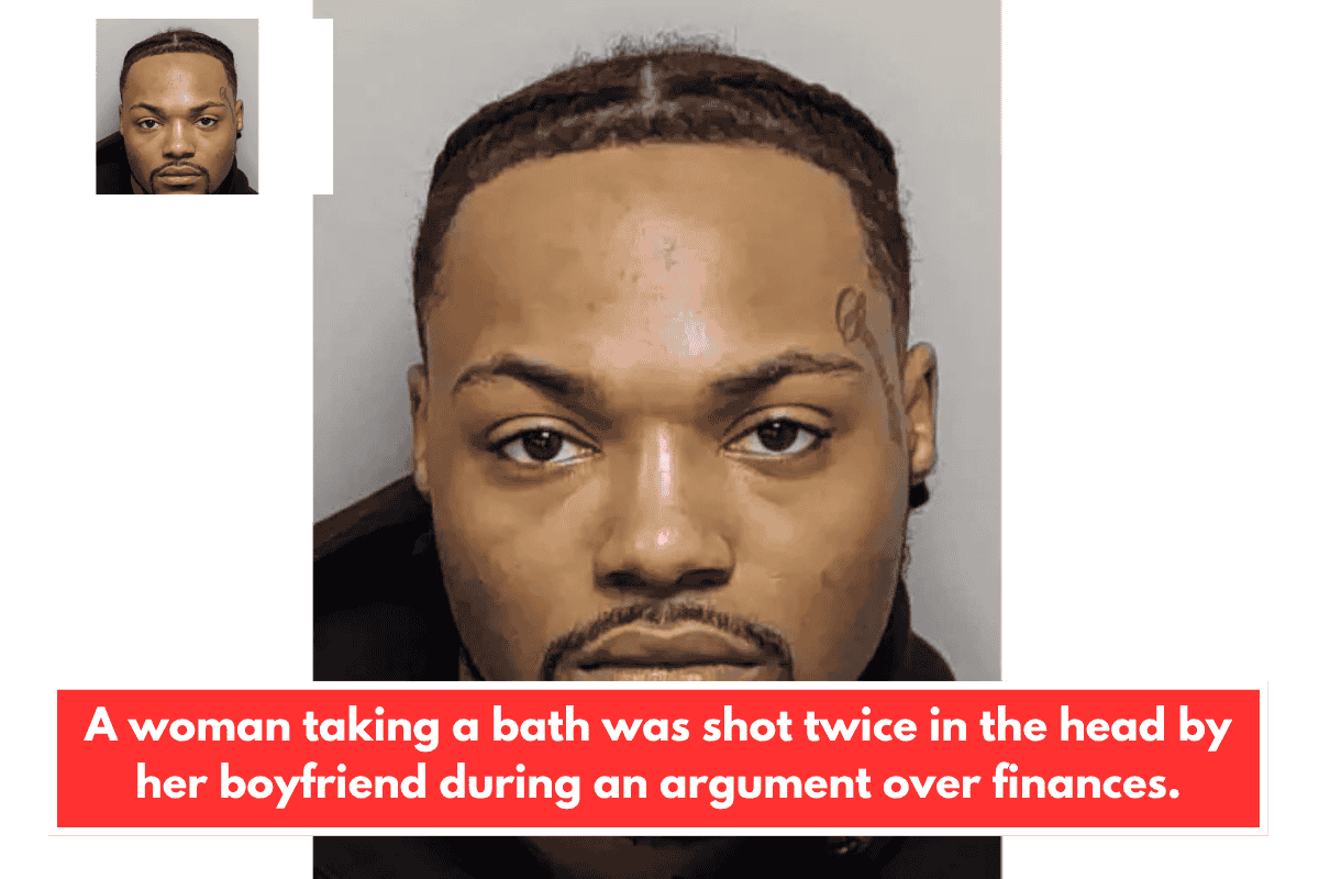 A woman taking a bath was shot twice in the head by her boyfriend during an argument over finances.