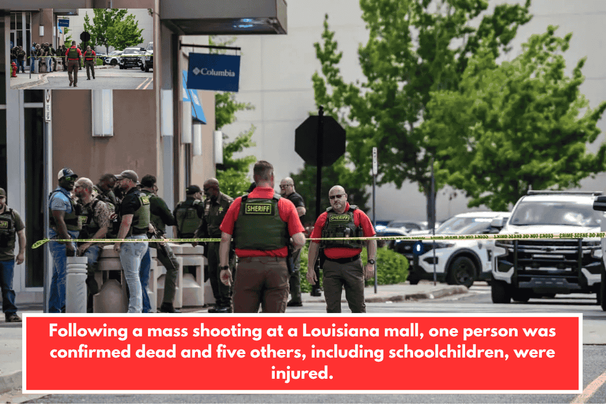 Following a mass shooting at a Louisiana mall, one person was confirmed dead and five others, including schoolchildren, were injured.