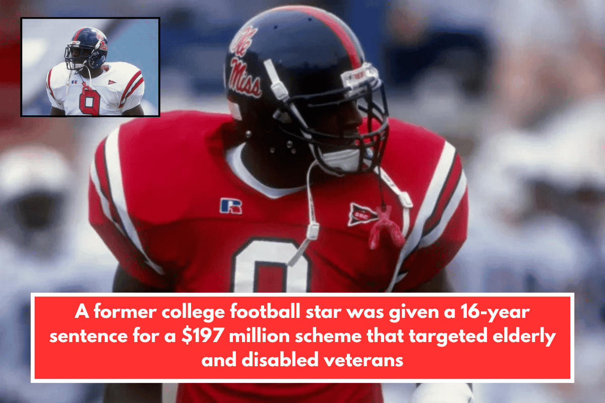 A former college football star was given a 16-year sentence for a $197 million scheme that targeted elderly and disabled veterans