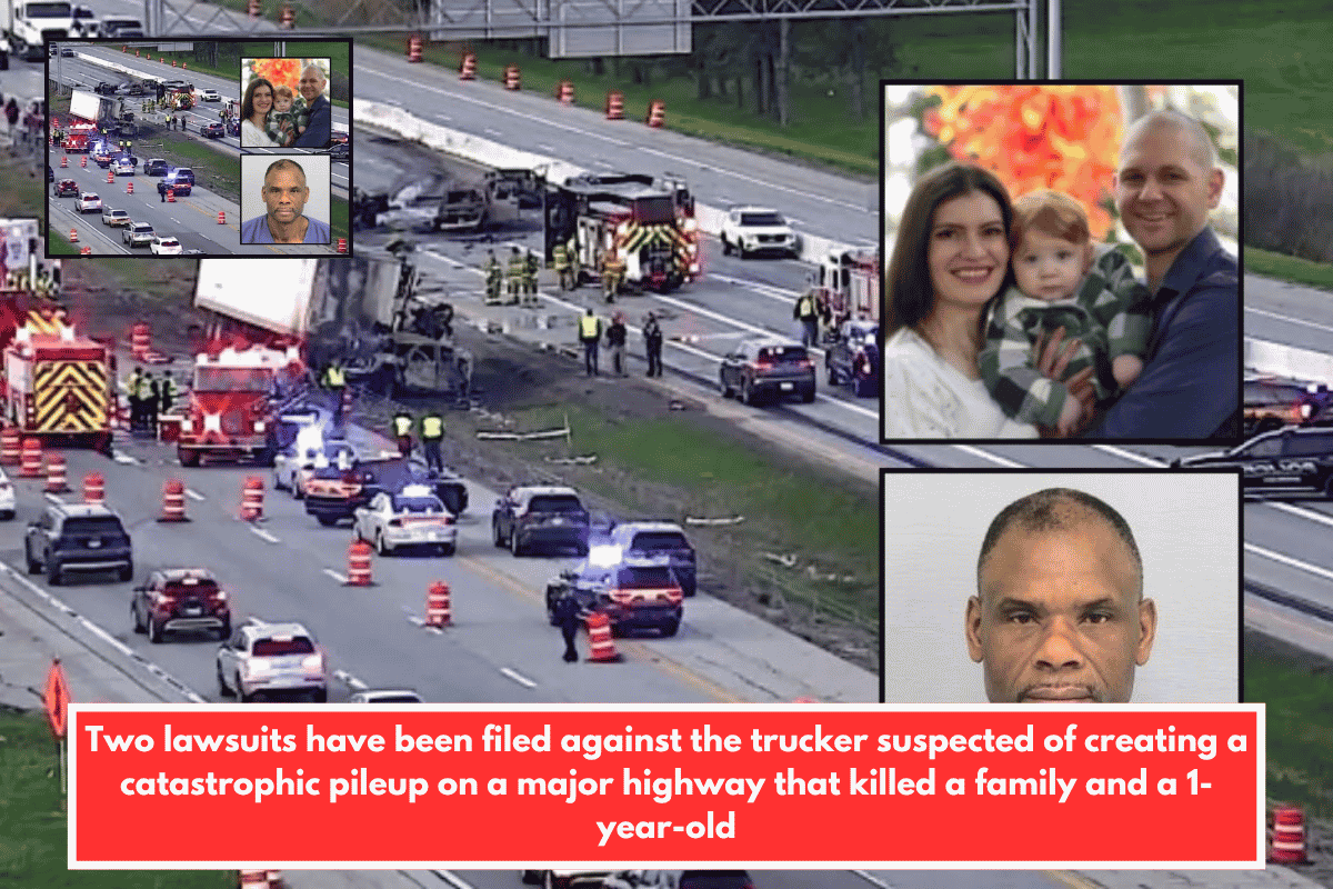 Two lawsuits have been filed against the trucker suspected of creating a catastrophic pileup on a major highway that killed a family and a 1-year-old
