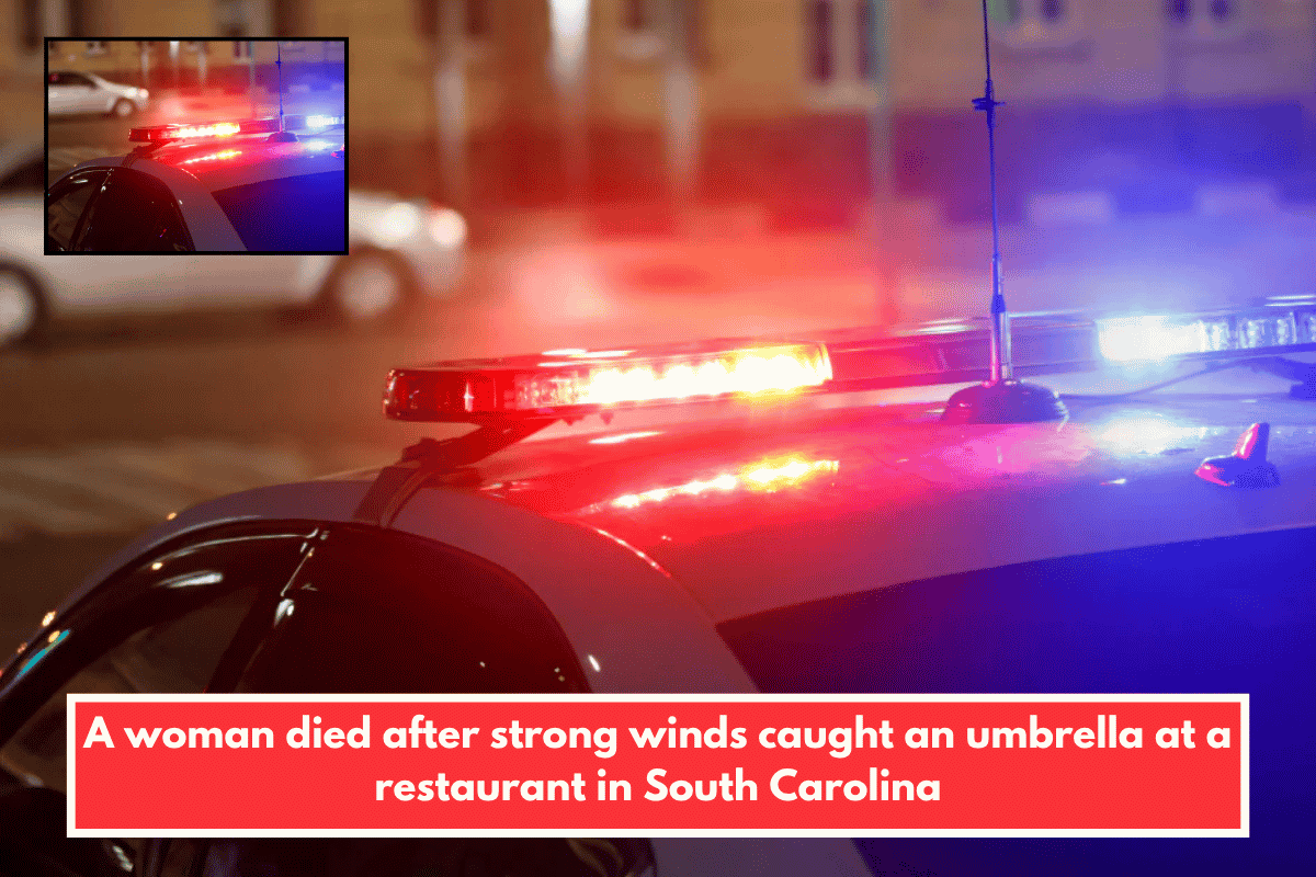 A woman died after strong winds caught an umbrella at a restaurant in South Carolina