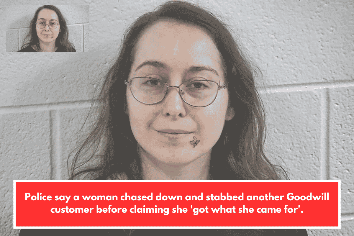 Police say a woman chased down and stabbed another Goodwill customer before claiming she 'got what she came for'