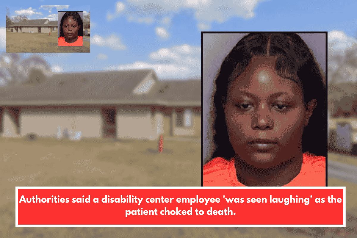 Authorities said a disability center employee 'was seen laughing' as the patient choked to death.