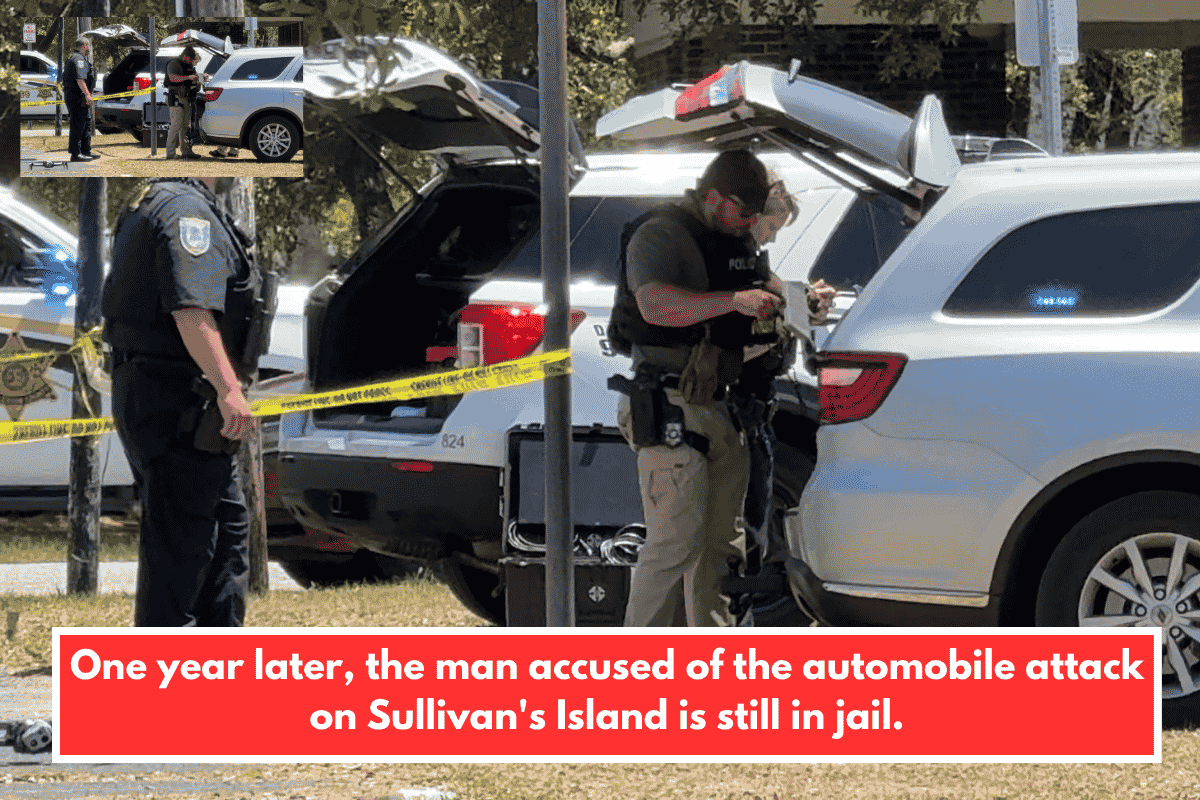 One year later, the man accused of the automobile attack on Sullivan's Island is still in jail.