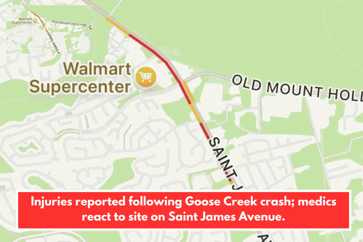 Injuries reported following Goose Creek crash; medics react to site on Saint James Avenue