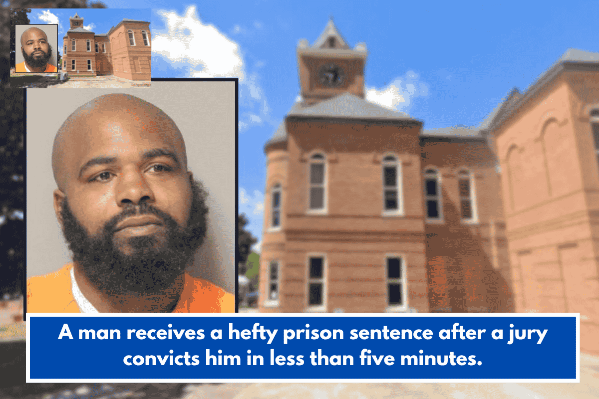 A man receives a hefty prison sentence after a jury convicts him in less than five minutes.
