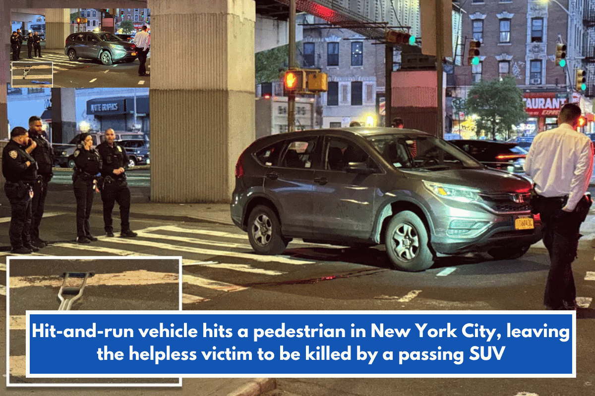 Hit-and-run vehicle hits a pedestrian in New York City, leaving the helpless victim to be killed by a passing SUV