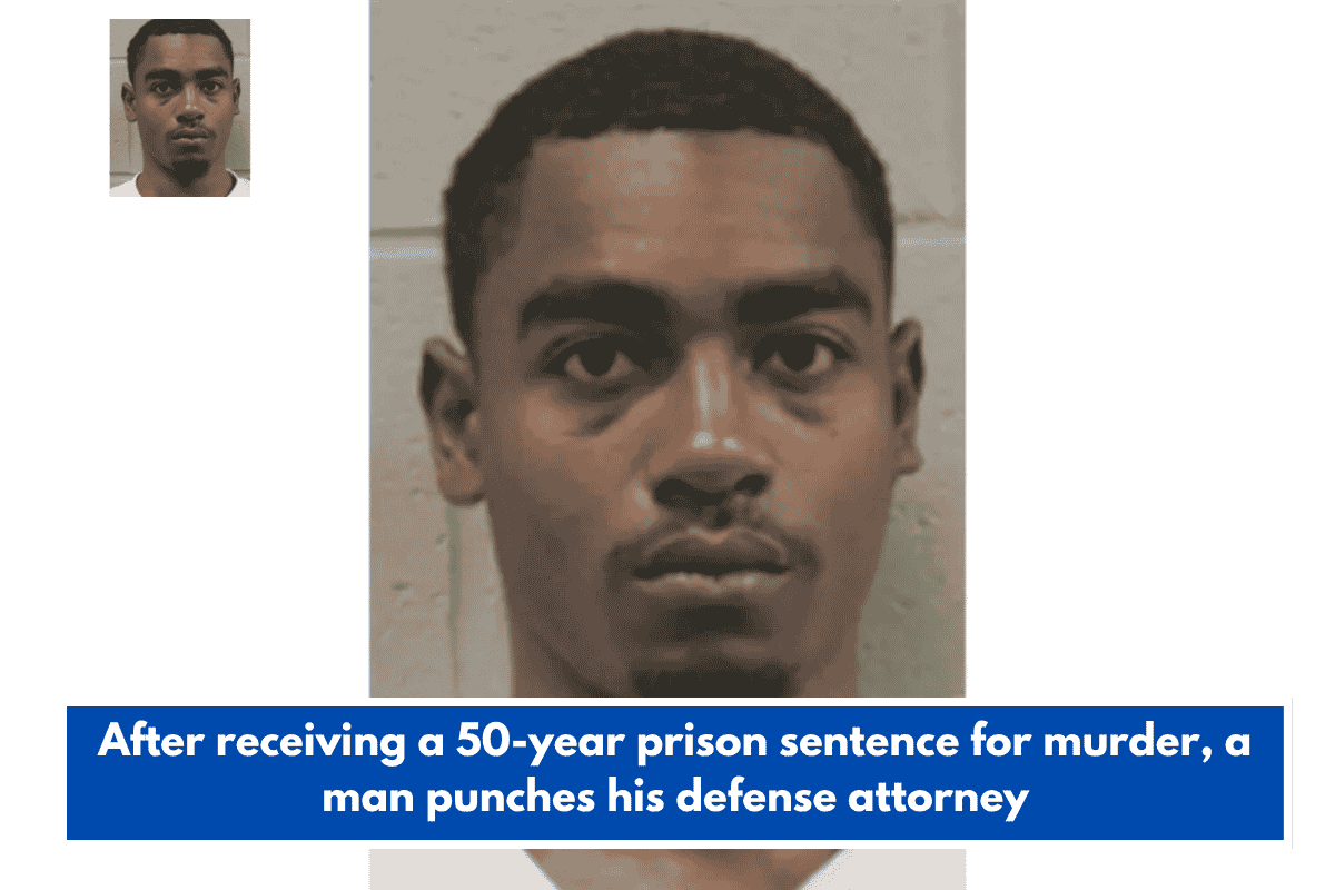 After receiving a 50-year prison sentence for murder, a man punches his defense attorney