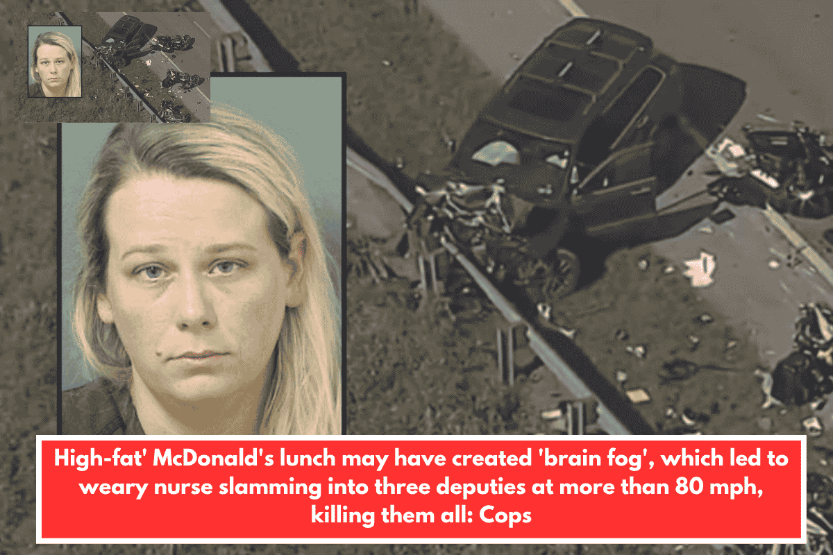 High-fat' McDonald's lunch may have created 'brain fog', which led to weary nurse slamming into three deputies at more than 80 mph, killing them all: Cops