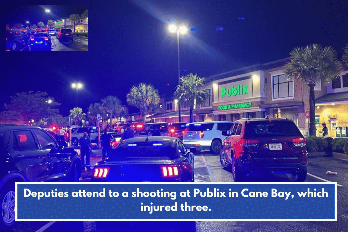 Deputies attend to a shooting at Publix in Cane Bay, which injured three.