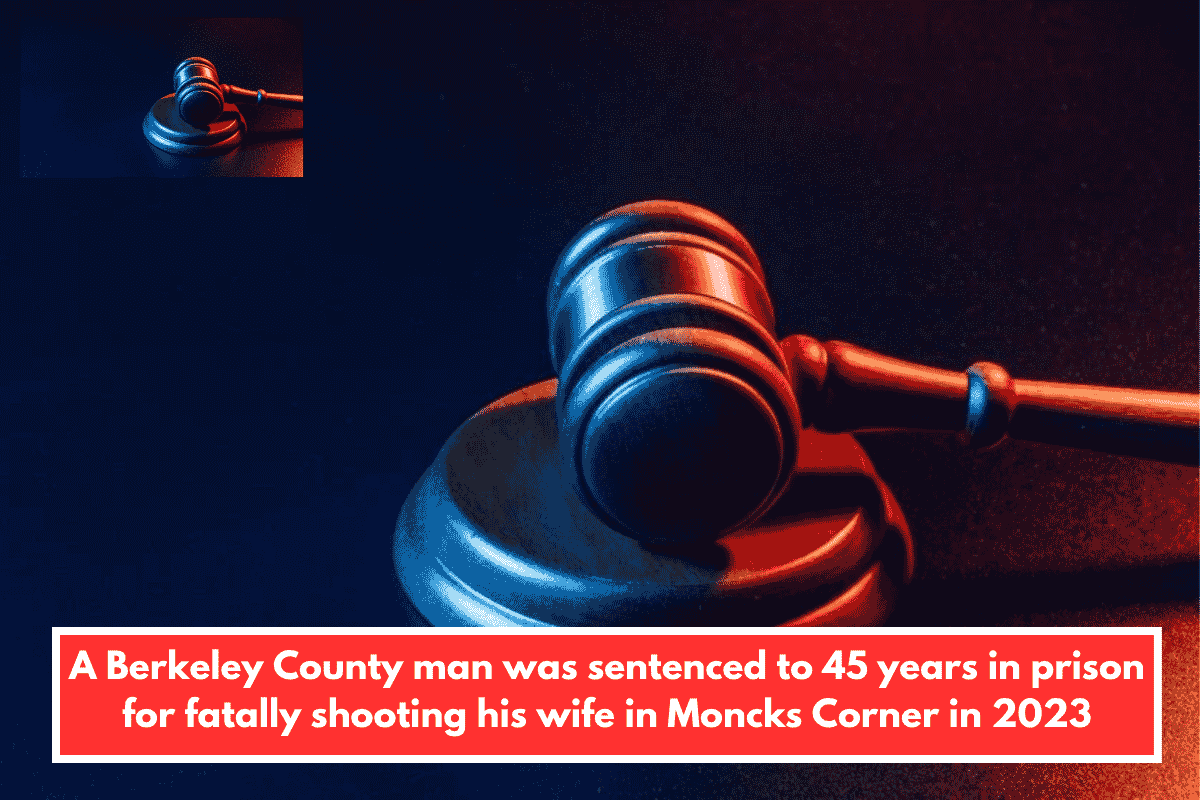 A Berkeley County man was sentenced to 45 years in prison for fatally shooting his wife in Moncks Corner in 2023