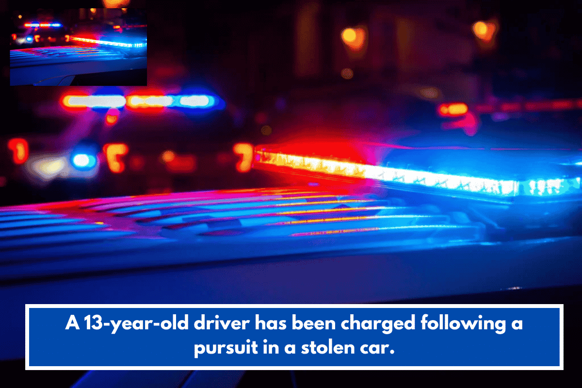 A 13-year-old driver has been charged following a pursuit in a stolen car.