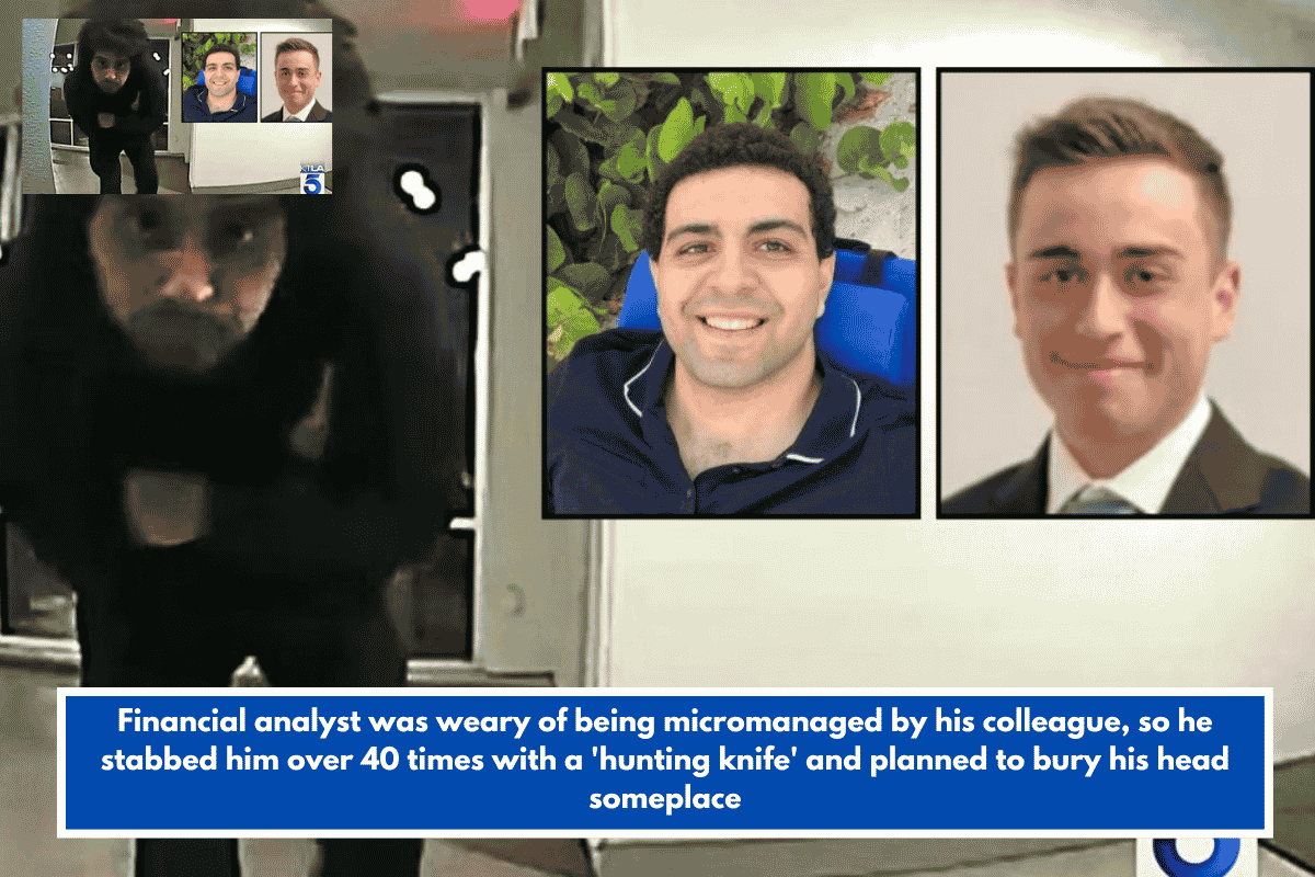 Financial analyst was weary of being micromanaged by his colleague, so he stabbed him over 40 times with a 'hunting knife' and planned to bury his head someplace