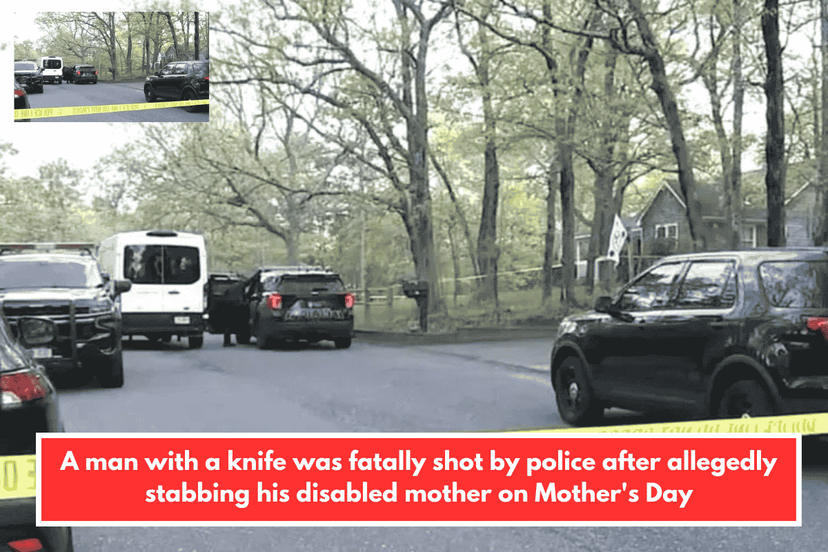 A man with a knife was fatally shot by police after allegedly stabbing his disabled mother on Mother's Day