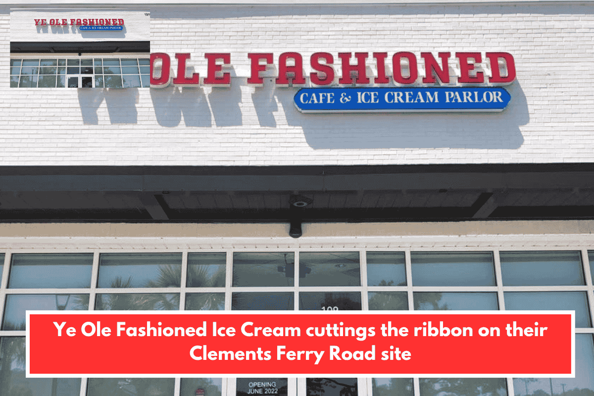 Ye Ole Fashioned Ice Cream cuttings the ribbon on their Clements Ferry Road site