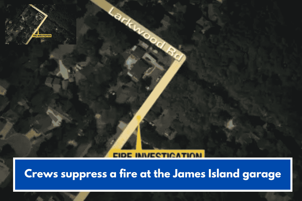 Crews suppress a fire at the James Island garage