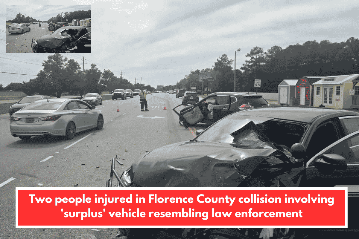 Two people injured in Florence County collision involving 'surplus' vehicle resembling law enforcement