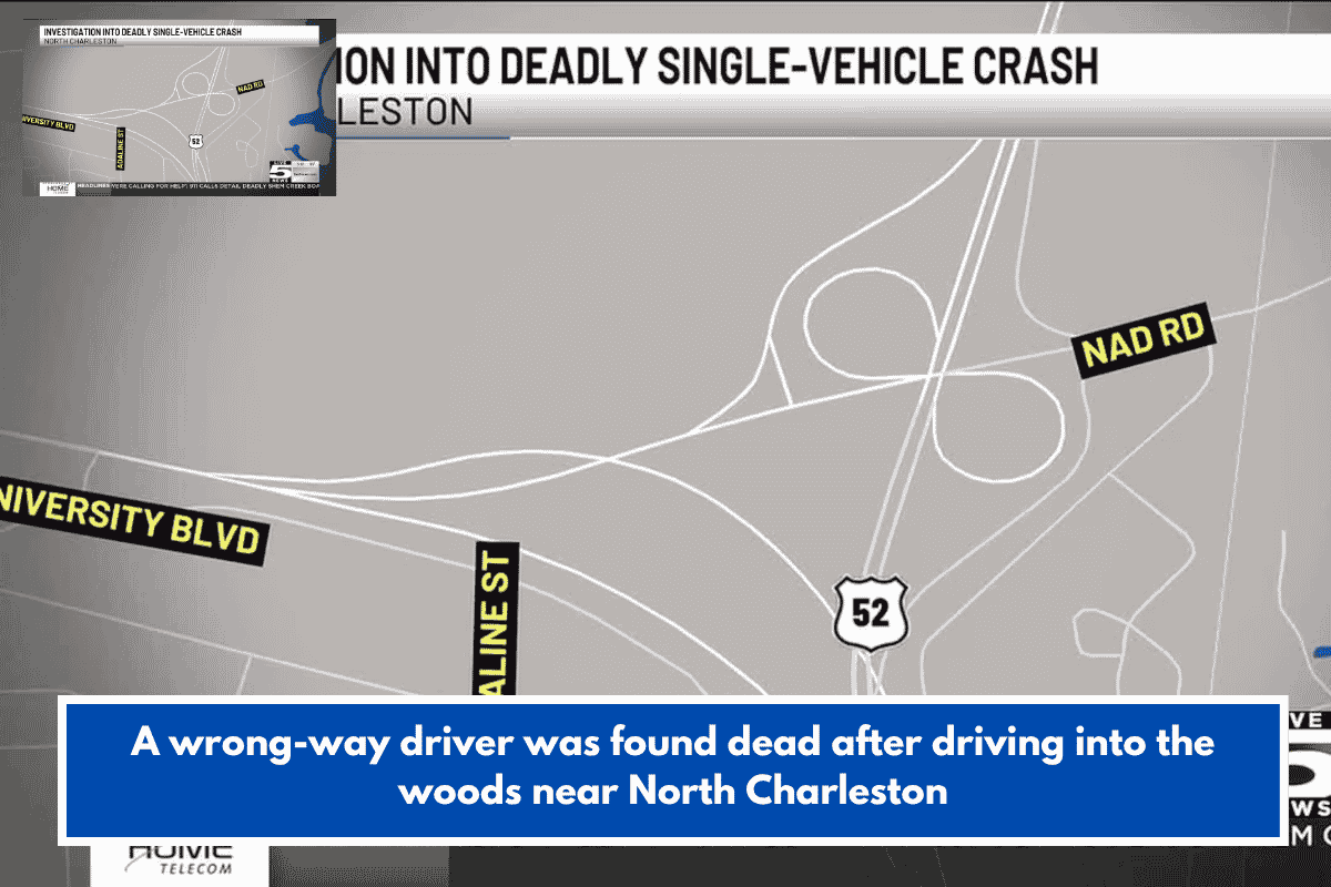 A wrong-way driver was found dead after driving into the woods near North Charleston