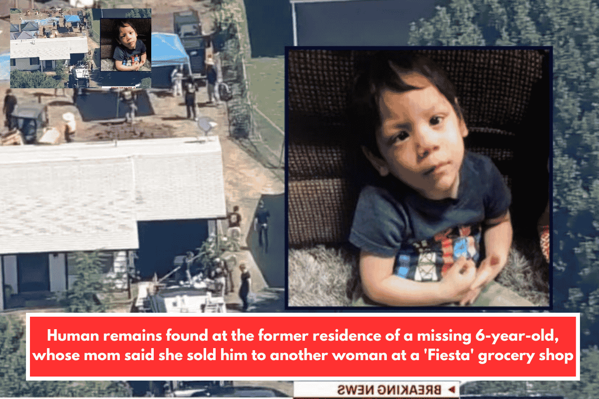 Human remains found at the former residence of a missing 6-year-old, whose mom said she sold him to another woman at a 'Fiesta' grocery shop