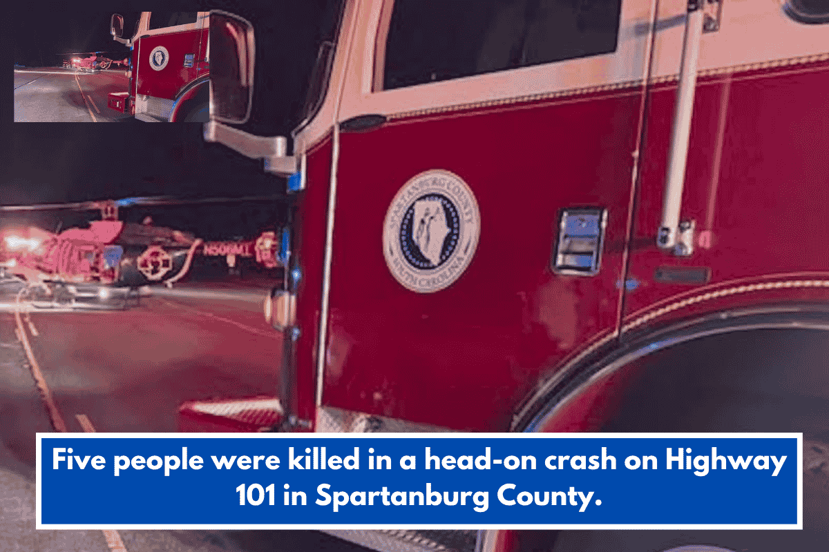 Five people were killed in a head-on crash on Highway 101 in Spartanburg County.