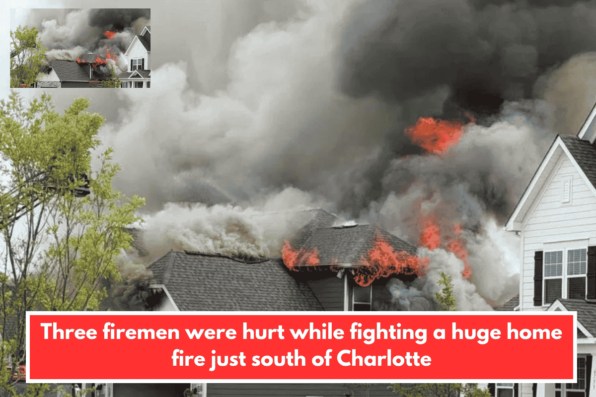 Three firemen were hurt while fighting a huge home fire just south of Charlotte