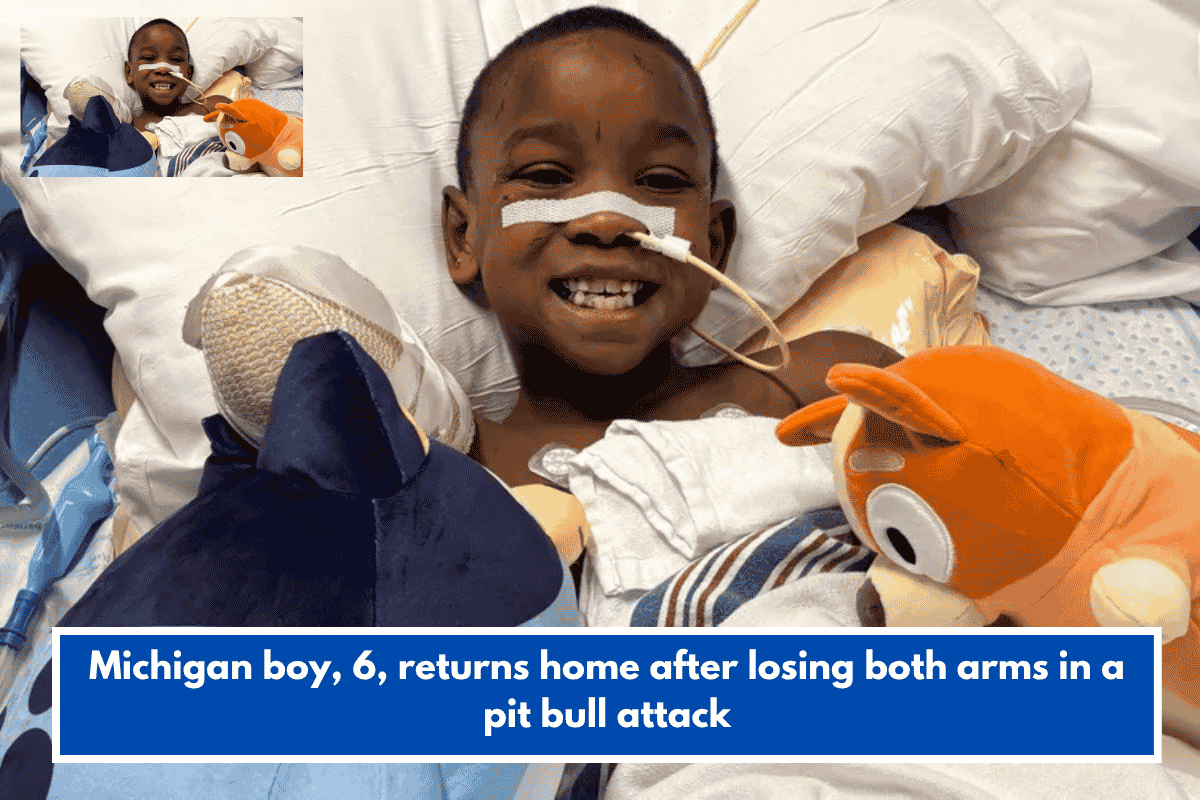 Michigan boy, 6, returns home after losing both arms in a pit bull attack