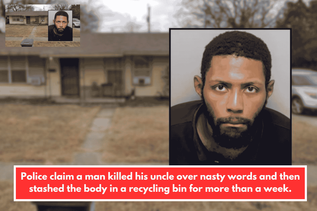 Police claim a man killed his uncle over nasty words and then stashed the body in a recycling bin for more than a week.