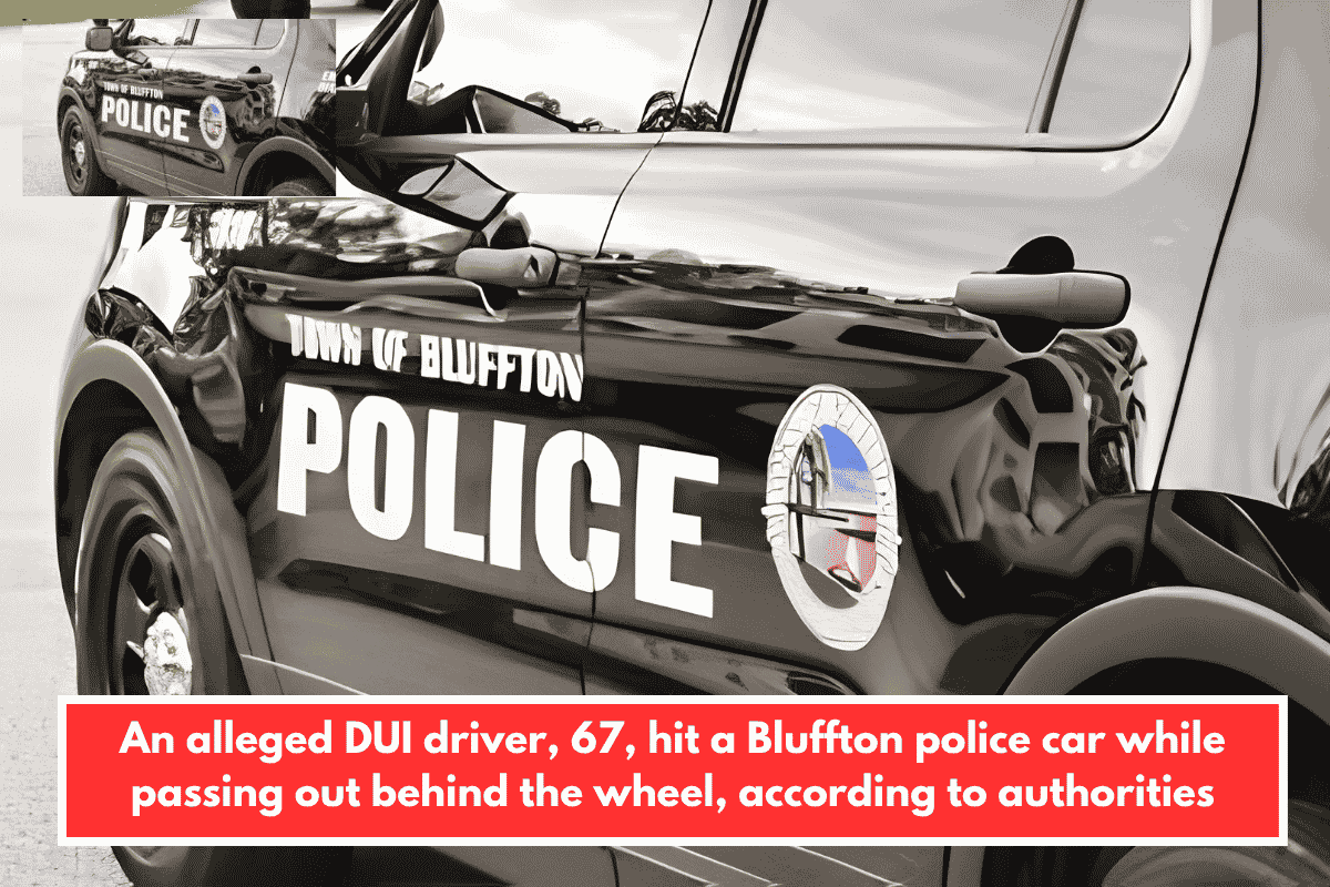 An alleged DUI driver, 67, hit a Bluffton police car while passing out behind the wheel, according to authorities