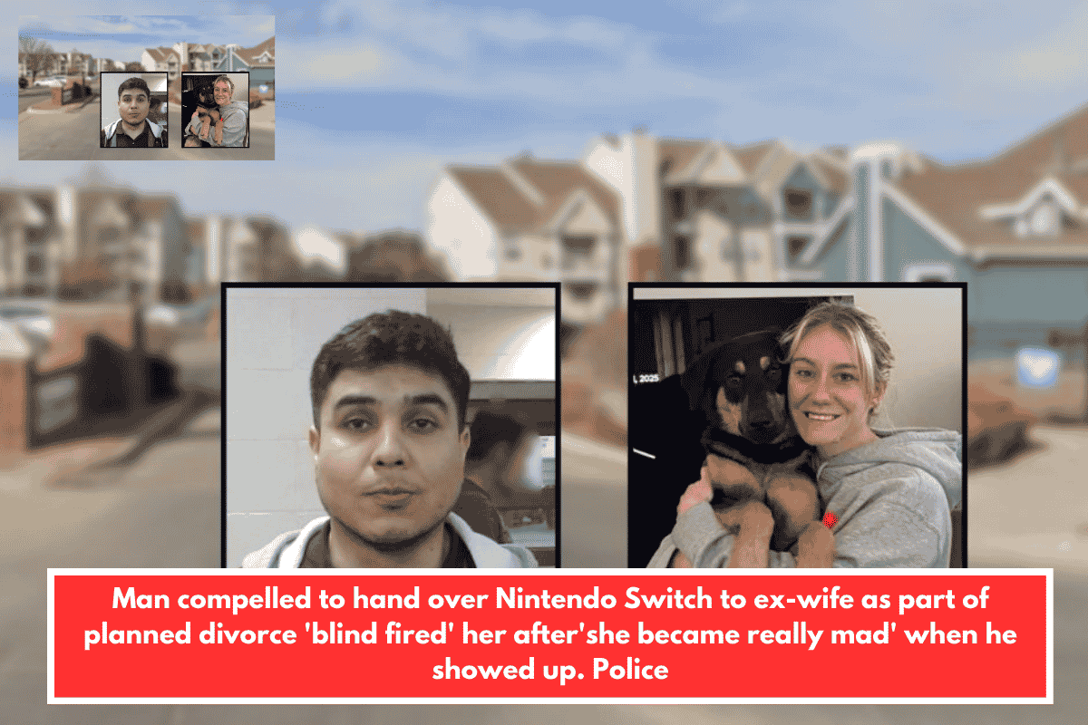 Man compelled to hand over Nintendo Switch to ex-wife as part of planned divorce 'blind fired' her after'she became really mad' when he showed up. Police