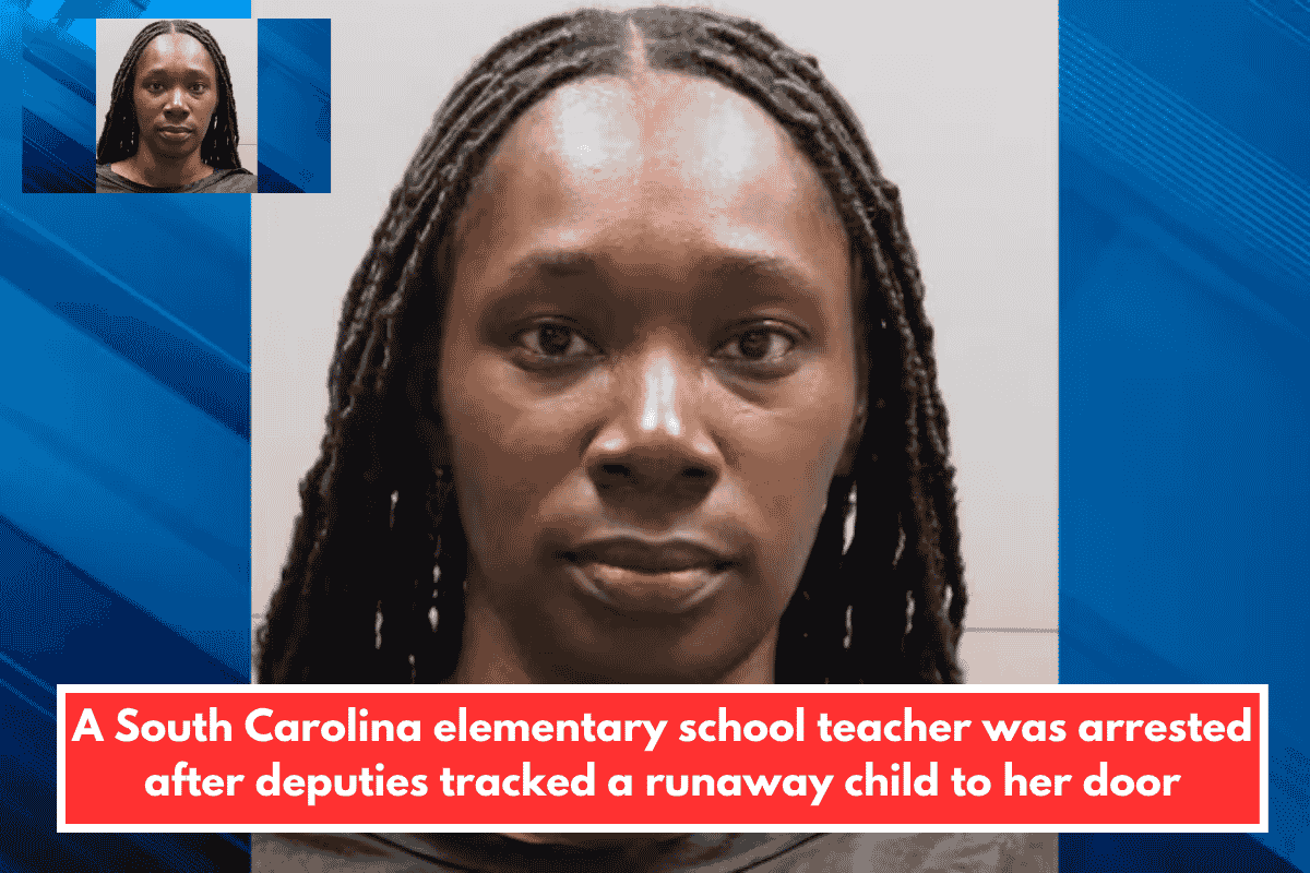 A South Carolina elementary school teacher was arrested after deputies tracked a runaway child to her door