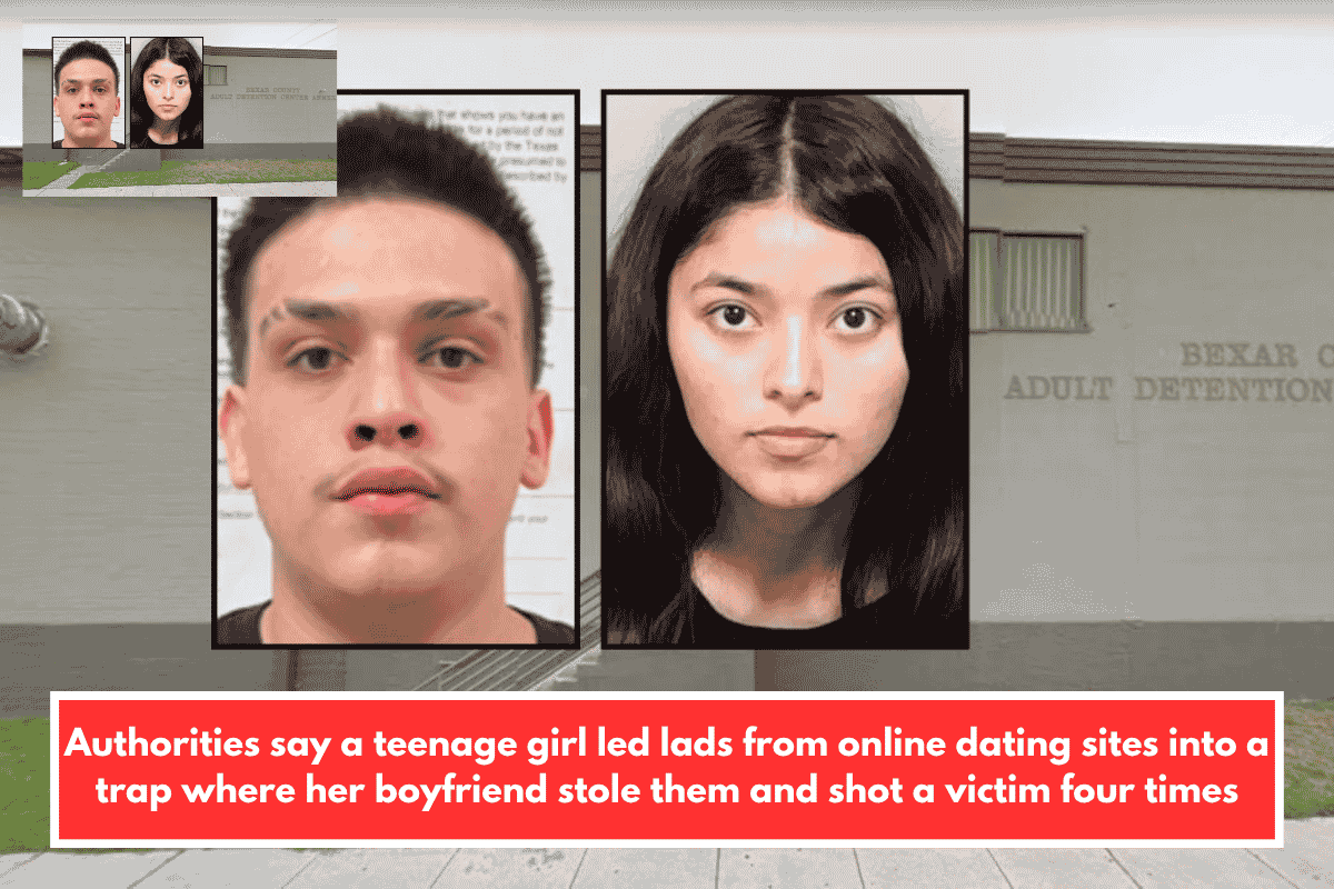 Authorities say a teenage girl led lads from online dating sites into a trap where her boyfriend stole them and shot a victim four times