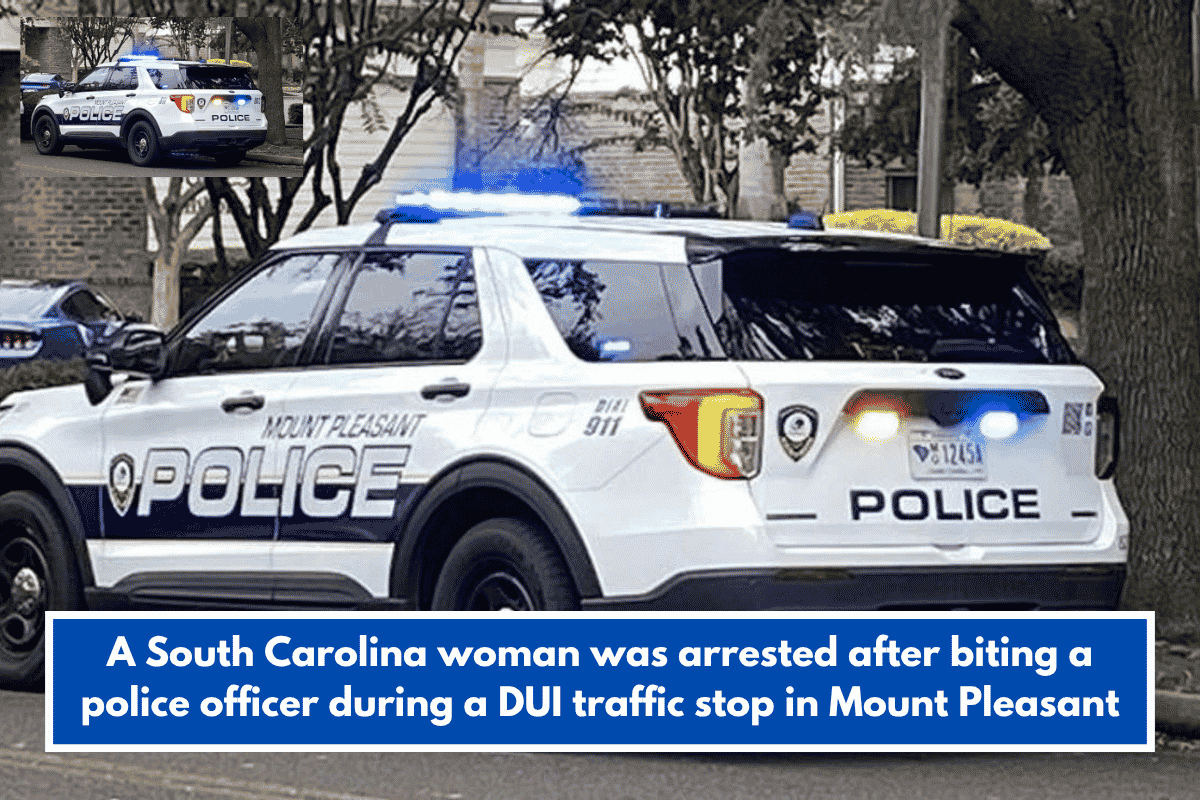 A South Carolina woman was arrested after biting a police officer during a DUI traffic stop in Mount Pleasant