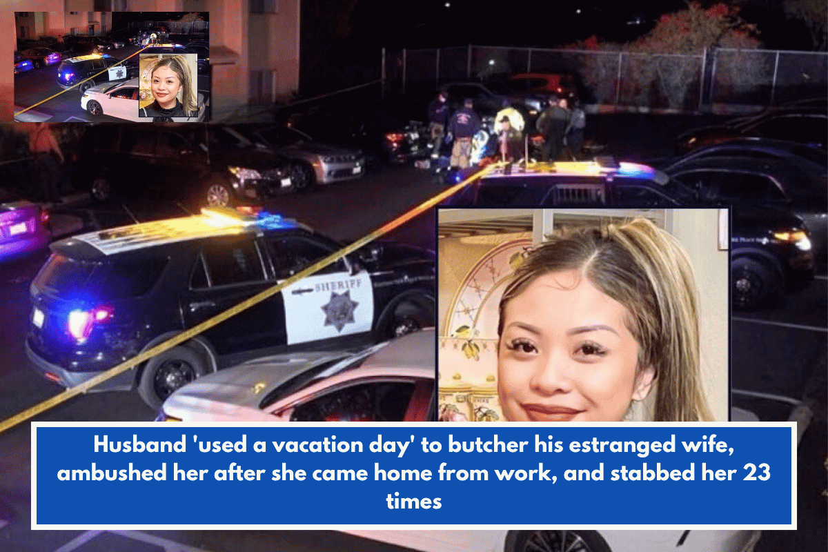 Husband 'used a vacation day' to butcher his estranged wife, ambushed her after she came home from work, and stabbed her 23 times