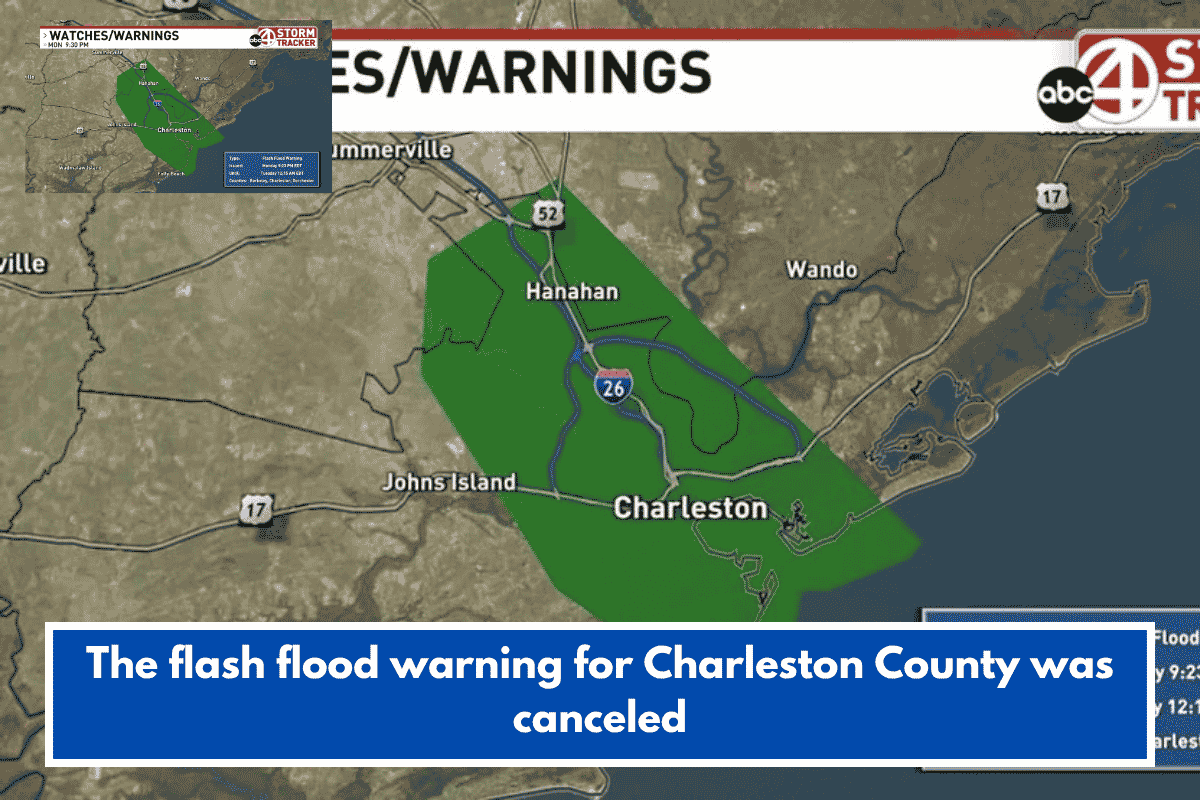 The flash flood warning for Charleston County was canceled