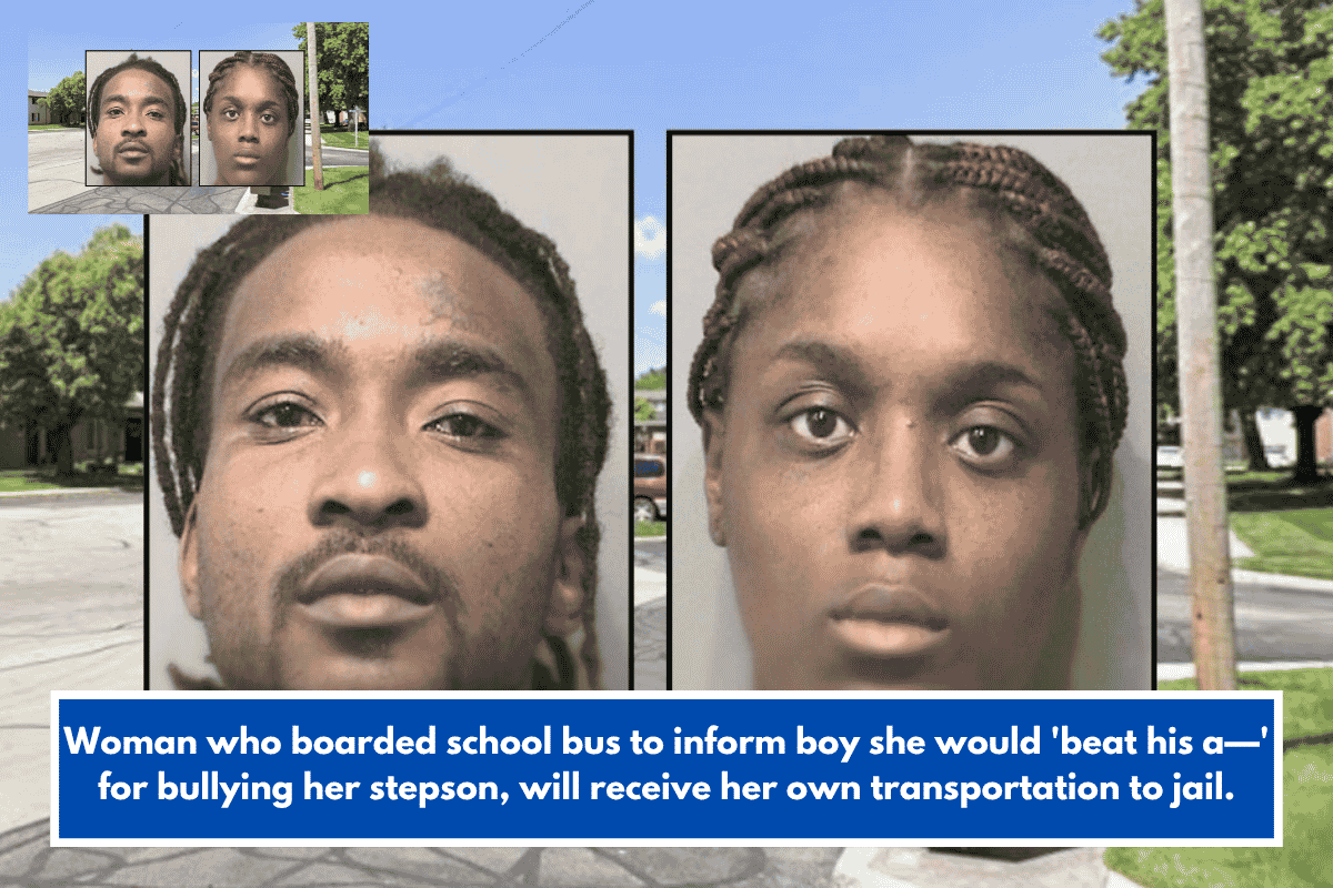 Woman who boarded school bus to inform boy she would 'beat his a—' for bullying her stepson, will receive her own transportation to jail.