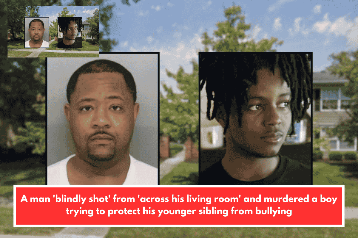 A man 'blindly shot' from 'across his living room' and murdered a boy trying to protect his younger sibling from bullying
